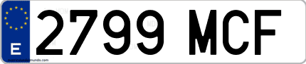 Ejemplo de matrícula de coche ordinaria 2799 MCF