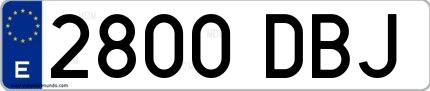 Ejemplo de matrícula española 2800 DBJ