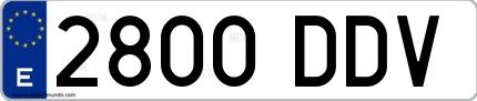 Ejemplo de matrícula española 2800 DDV