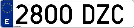 Ejemplo de matrícula española 2800 DZC