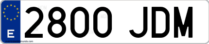 Ejemplo de matrícula de coche ordinaria 2800 JDM