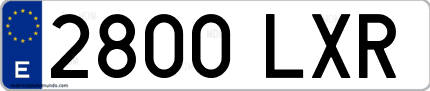 Ejemplo de matrícula de coche ordinaria 2800 LXR