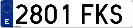 Ejemplo de matrícula de coche ordinaria 2801 FKS