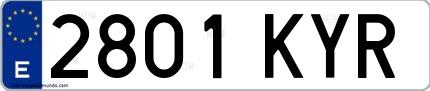 Ejemplo de matrícula española 2801 KYR