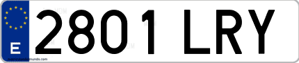 Ejemplo de matrícula de coche ordinaria 2801 LRY
