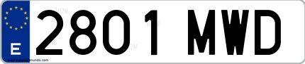 Ejemplo de matrícula española 2801 MWD