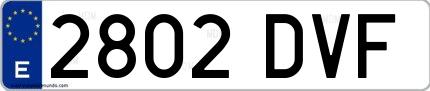 Ejemplo de matrícula española 2802 DVF