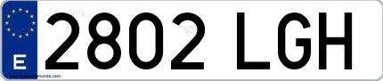 Ejemplo de matrícula española 2802 LGH