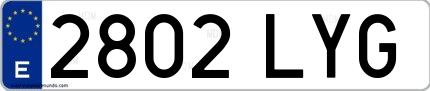 Ejemplo de matrícula de coche ordinaria 2802 LYG