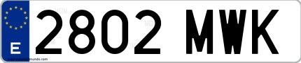 Ejemplo de matrícula española 2802 MWK