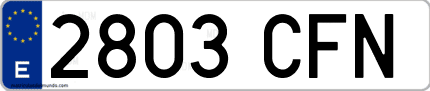 Ejemplo de matrícula de coche ordinaria 2803 CFN