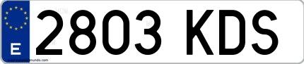 Ejemplo de matrícula española 2803 KDS