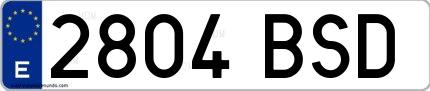 Ejemplo de matrícula española 2804 BSD