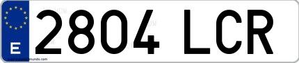 Ejemplo de matrícula española 2804 LCR