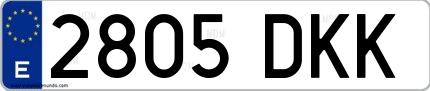 Ejemplo de matrícula española 2805 DKK
