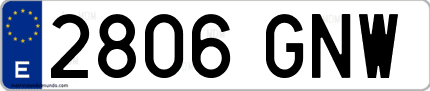Ejemplo de matrícula de coche ordinaria 2806 GNW