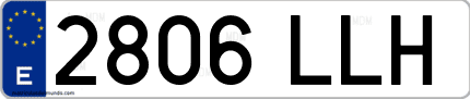 Ejemplo de matrícula de coche ordinaria 2806 LLH