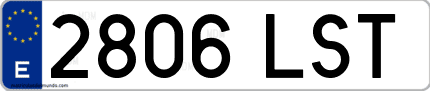 Ejemplo de matrícula de coche ordinaria 2806 LST
