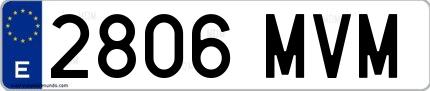 Ejemplo de matrícula española 2806 MVM