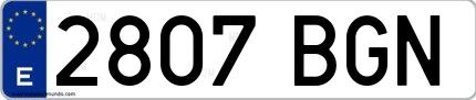 Ejemplo de matrícula española 2807 BGN