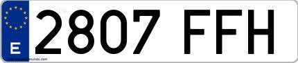 Ejemplo de matrícula española 2807 FFH