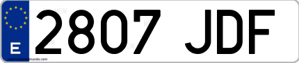 Ejemplo de matrícula de coche ordinaria 2807 JDF