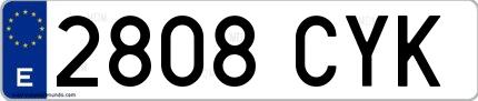 Ejemplo de matrícula española 2808 CYK