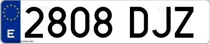 Ejemplo de matrícula española 2808 DJZ