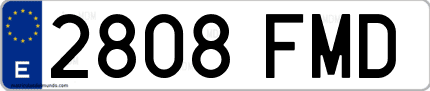 Ejemplo de matrícula de coche ordinaria 2808 FMD