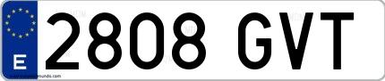 Ejemplo de matrícula española 2808 GVT