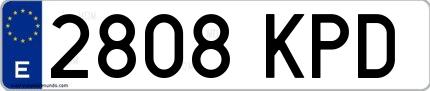 Ejemplo de matrícula española 2808 KPD
