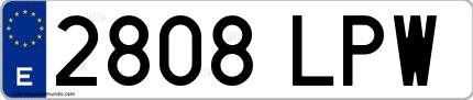 Ejemplo de matrícula española 2808 LPW
