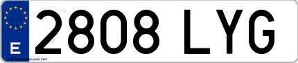 Ejemplo de matrícula española 2808 LYG