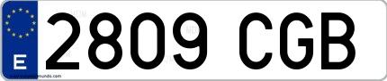 Ejemplo de matrícula española 2809 CGB