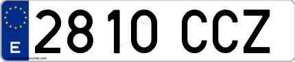 Ejemplo de matrícula de coche ordinaria 2810 CCZ