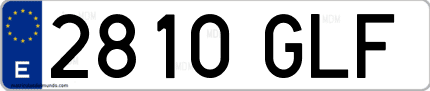 Ejemplo de matrícula de coche ordinaria 2810 GLF
