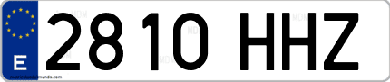 Ejemplo de matrícula de coche ordinaria 2810 HHZ