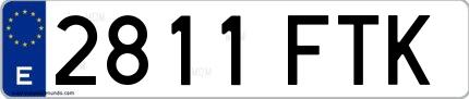 Ejemplo de matrícula española 2811 FTK