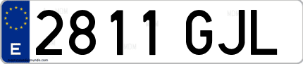 Ejemplo de matrícula de coche ordinaria 2811 GJL