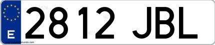Ejemplo de matrícula española 2812 JBL