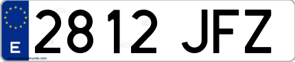 Ejemplo de matrícula de coche ordinaria 2812 JFZ