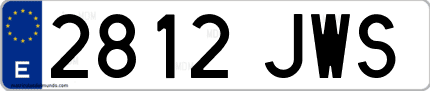 Ejemplo de matrícula de coche ordinaria 2812 JWS
