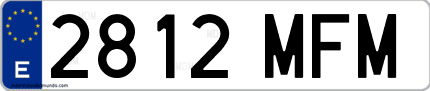 Ejemplo de matrícula de coche ordinaria 2812 MFM