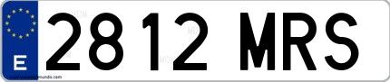 Ejemplo de matrícula española 2812 MRS
