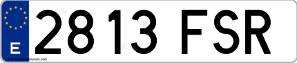 Ejemplo de matrícula de coche ordinaria 2813 FSR
