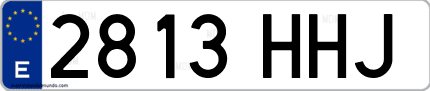 Ejemplo de matrícula de coche ordinaria 2813 HHJ
