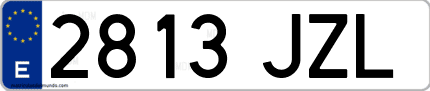 Ejemplo de matrícula de coche ordinaria 2813 JZL