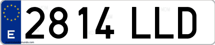 Ejemplo de matrícula de coche ordinaria 2814 LLD