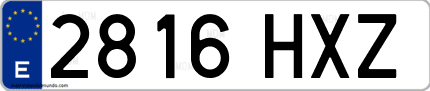 Ejemplo de matrícula de coche ordinaria 2816 HXZ