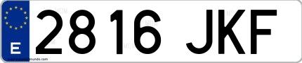 Ejemplo de matrícula española 2816 JKF